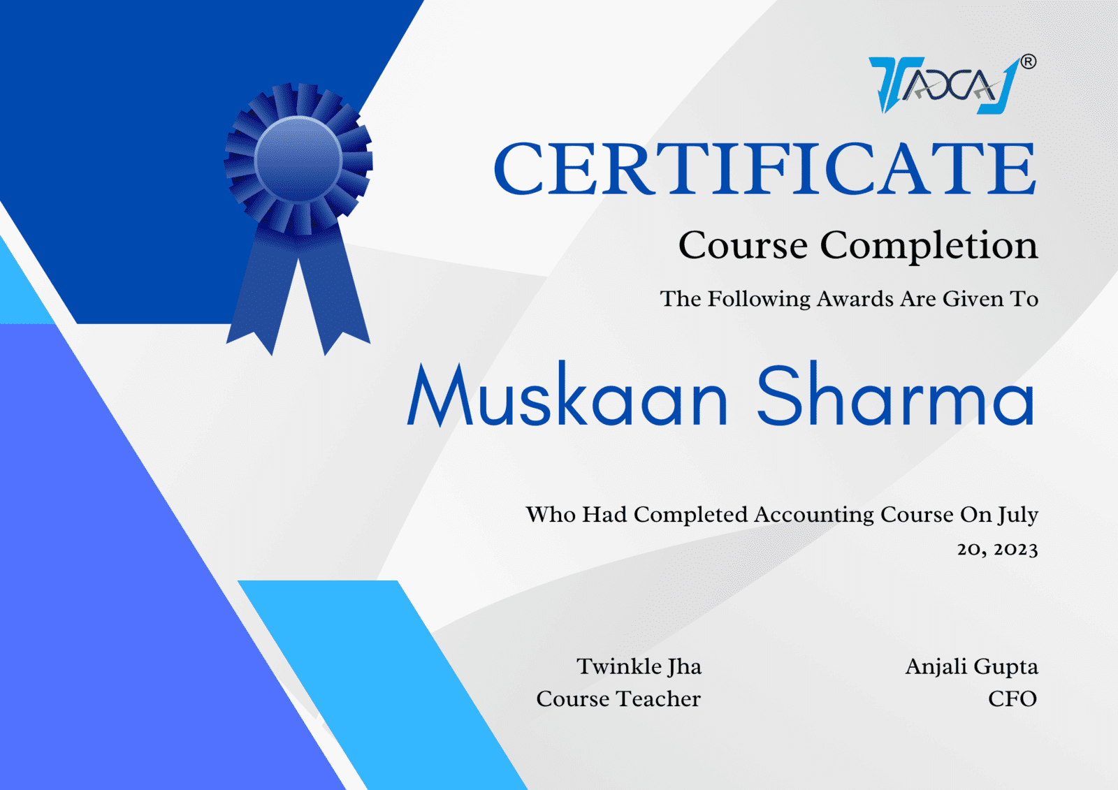 Certificate Course on Accounting & Finance